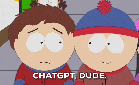 Personajes de South Park hablando de ChatGPT en uno de sus episodios