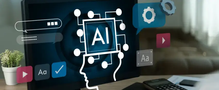 Interfaz de generadores de contenido y software de IA para crear contenido.