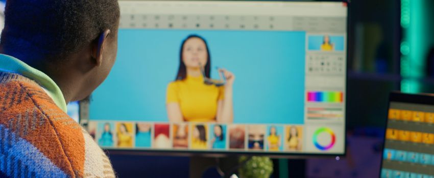 Persona haciendo una campaña de marketing digital con IA, aprovechando esta tecnología para facilitar su trabajo