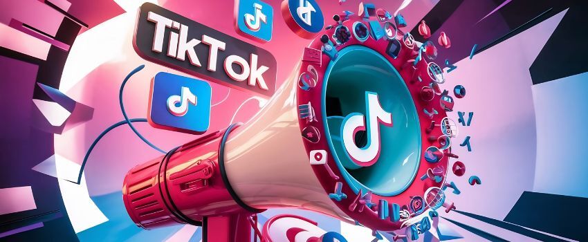 Altavoz difundiendo contenidos en TikTok, representando el despliegue de una estrategia de marketing en TikTok
